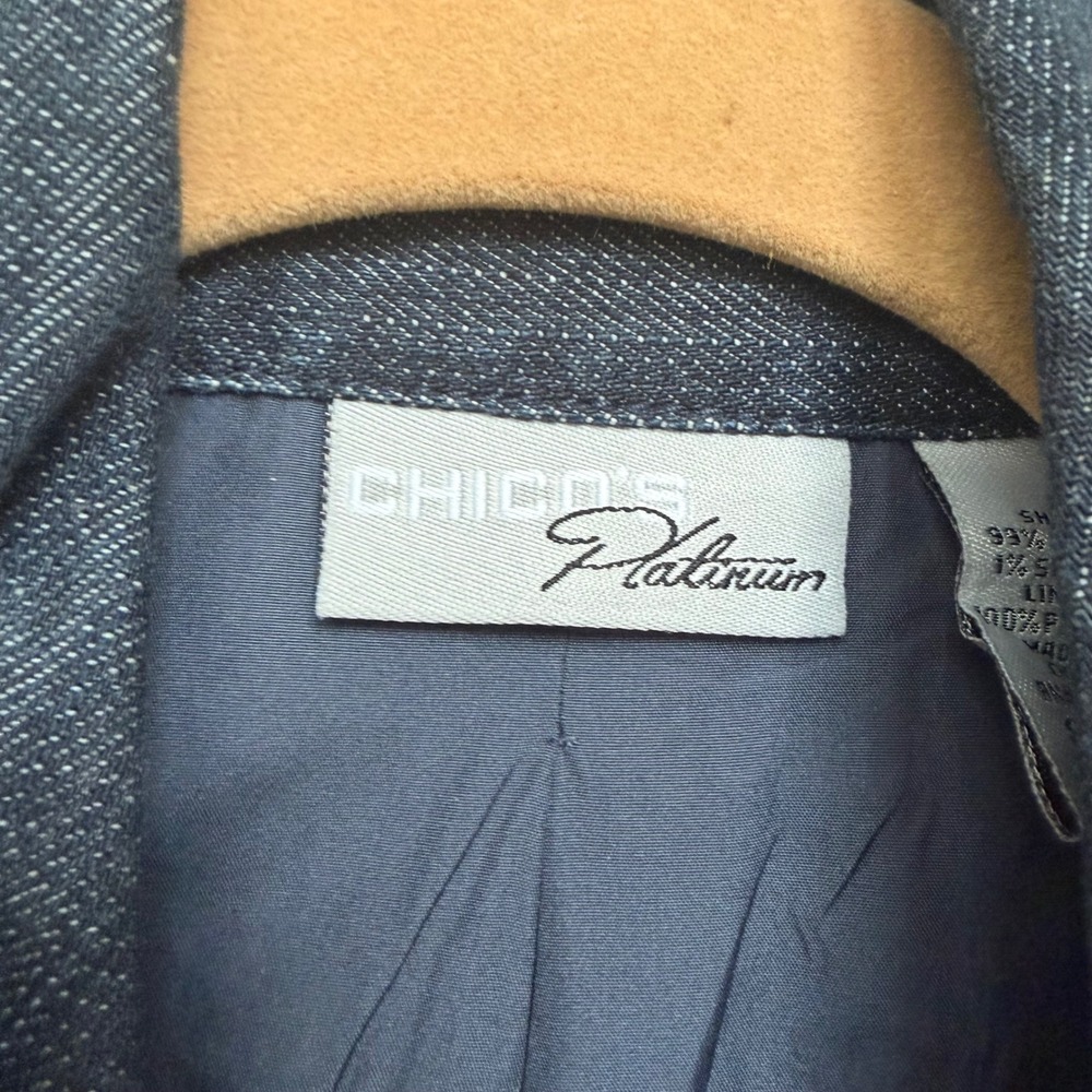 Chicos Platinum Rhinestone Corvello Vest‎ Dark Wash Denim 1 M Festival Statement - Picture 6 of 10